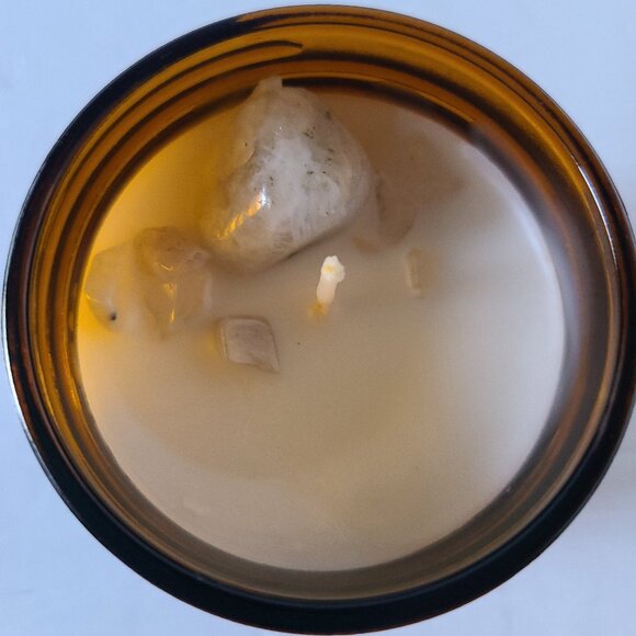 FULL MOON RITUAL CANDLE- MOTH TO FLAME -MOONSTONE CLEAR QUARTZ| CRYSTAL-INFUSED - Picture 3 of 4